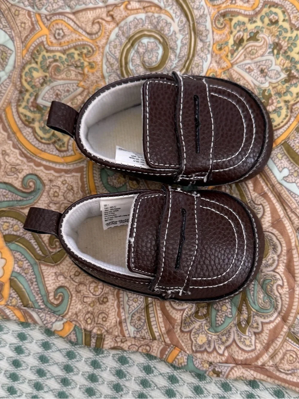 Boutique Baby Infant Boy Brown Faux-Leather Loafers Penny Loafer Slip Ons Sz 1